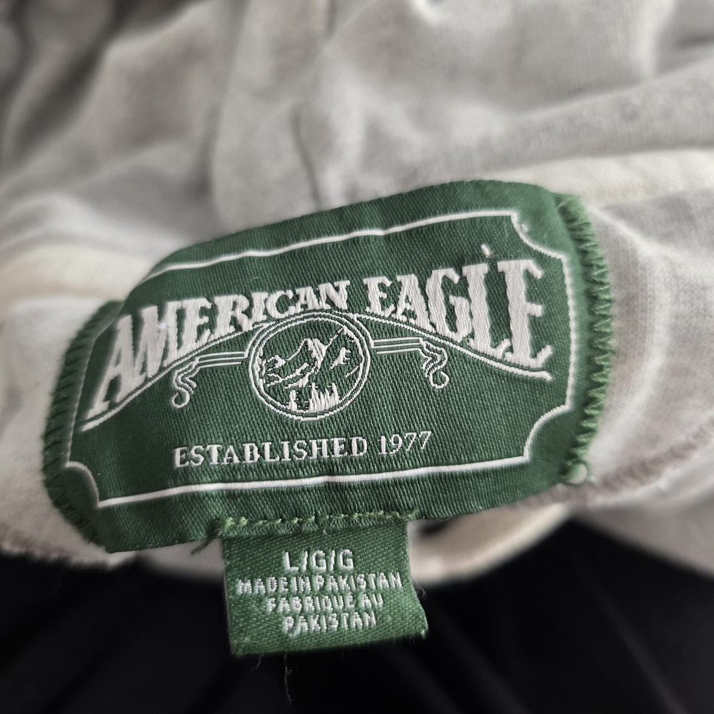 American Eagle Logo Hoodie Gray Pullover Size L 2000s American Eagle - Picture 8 of 9